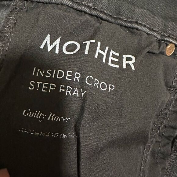 Mother Jean‎ Size 24 Black Insider Crop Step Fray Guilty Racer Stripe Bootcut - Picture 9 of 13